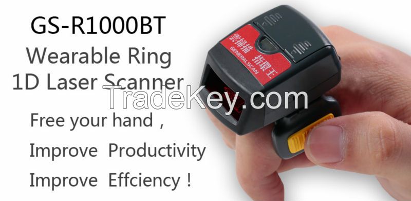 GS R1000BT 1D Wearable Ring Laser Bluetooth Barcode Scanner Compatible with Android and IOS ,Windows system 