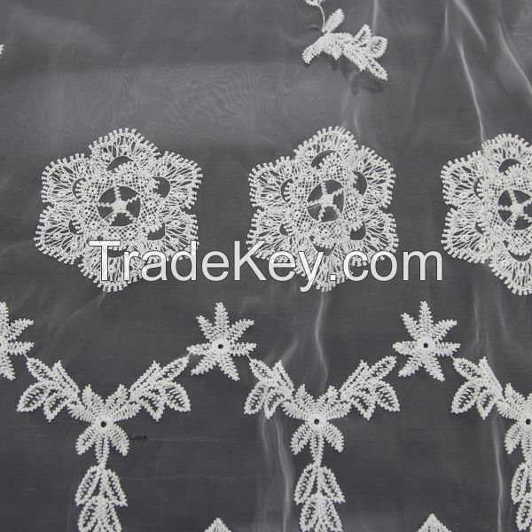 Best Selling 100% Cotton Reputable Embroidered Lace Fabric for Ladies