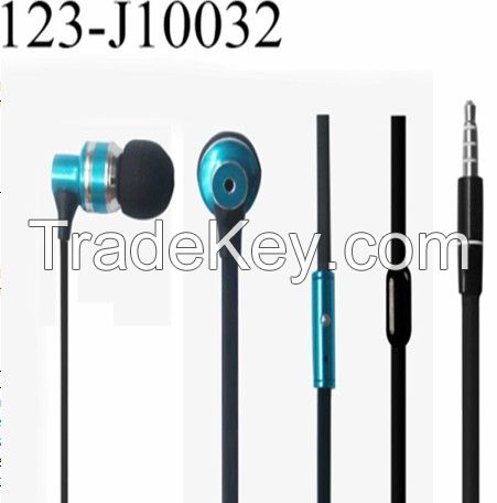 2015 go pro new product Flat cable handsfree metal earbud for mobile