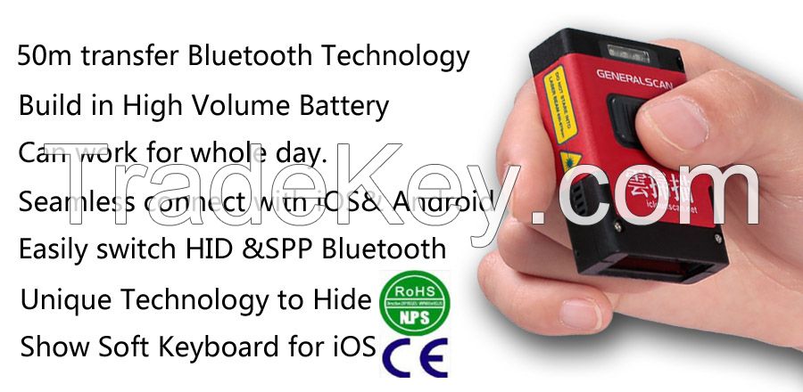 GENERALSCAN GS-M500BT 2D Mini Bluetooth Barcode Scanner for IOS Android and IOS system