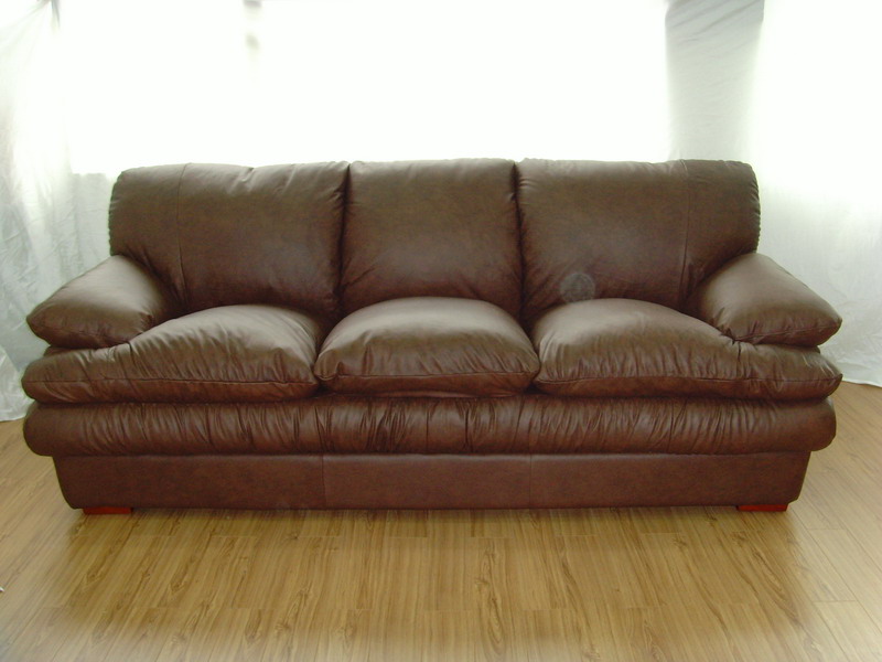 Leather stationary sofa