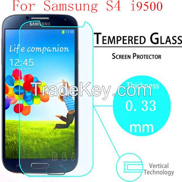 0.33mm 9H Anti-shatter Tempered glass screen protectors for Samsung S4