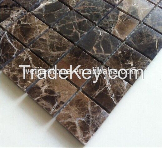 Polished Dark Emperador mosaic interior wall cladding