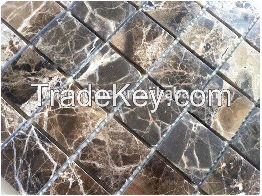 Polished Dark Emperador mosaic interior wall cladding