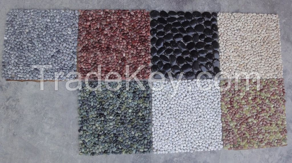 Various of color glass pebble stone mosaic tile 