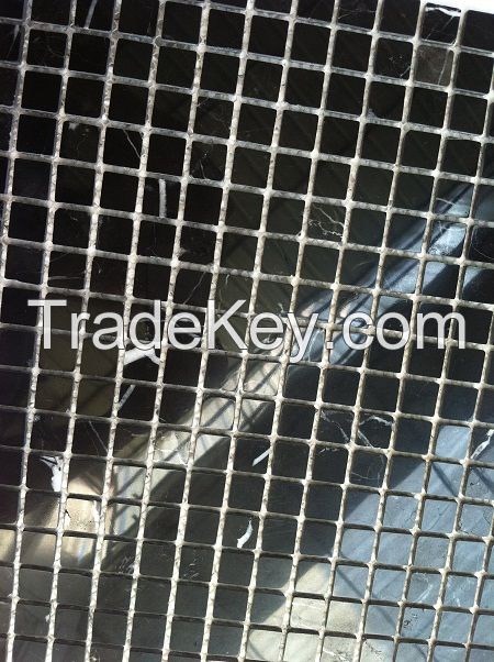 High polished 4mm thickness black marquina marble mosaic tile
