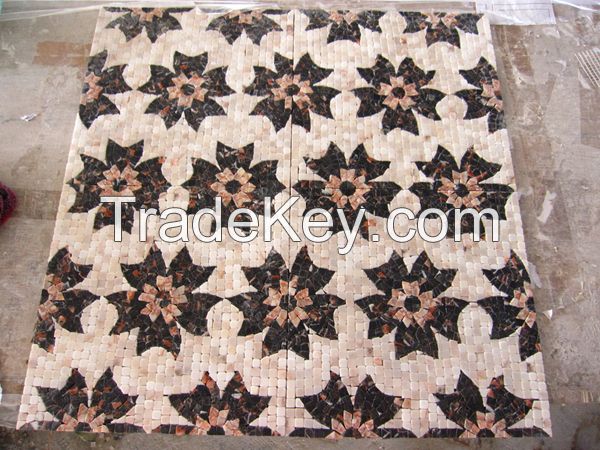 Beautiful flower medallion repetitive pattern mosaic tile 