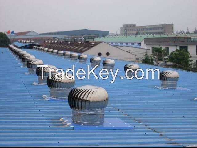 Wind force roof turbine ventilation