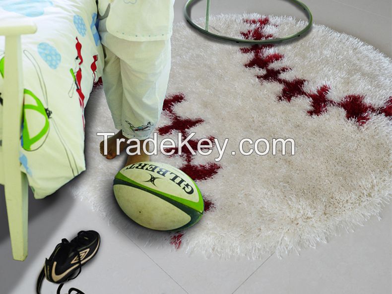 Christmas Ornament Round Shaggy Ball Design Carpet for Living Room