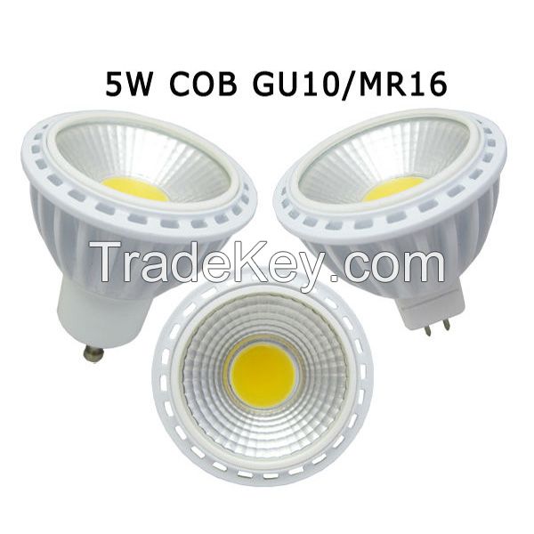 5w 6w Cob Led Spotlight With Gu10/mr16 Base Dimmable White Spotlight Bulbs