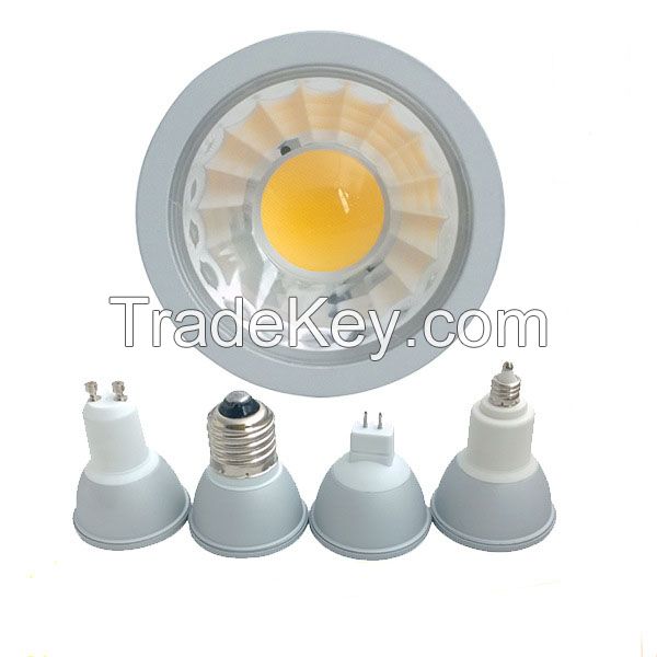 5W 6W COB LED Spotlight with GU10/MR16 Base dimmable white spotlight bulbs