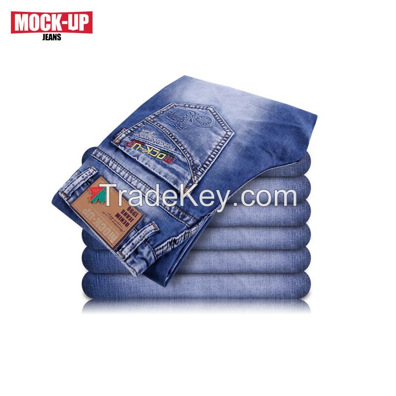 New style washing with whisker  men's jeans straight leg casual loose