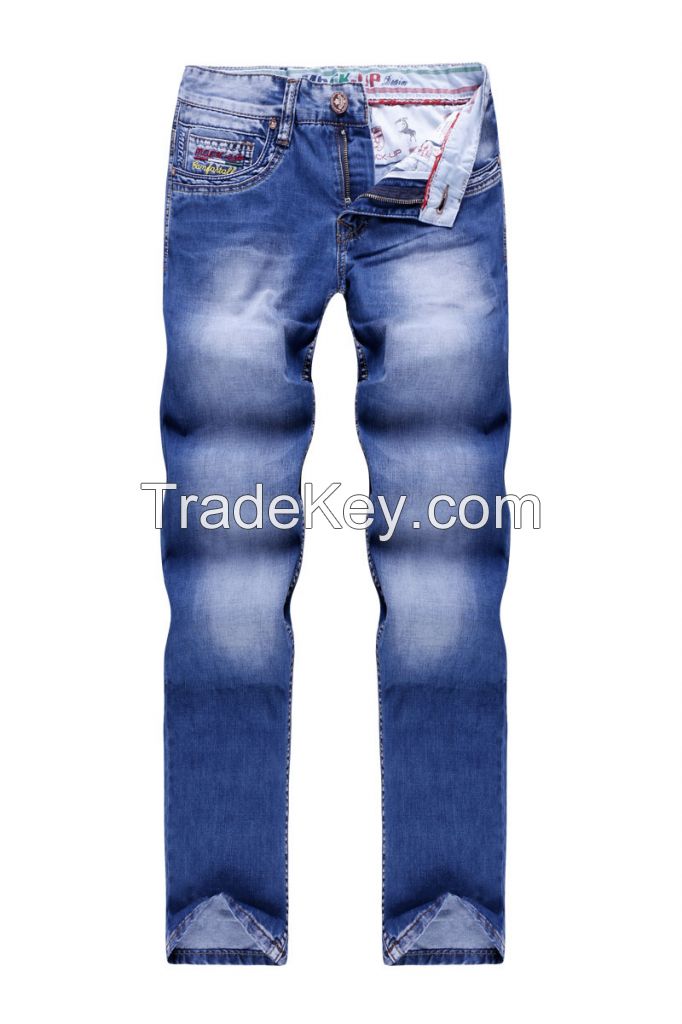 New style washing with whisker  men's jeans straight leg casual loose