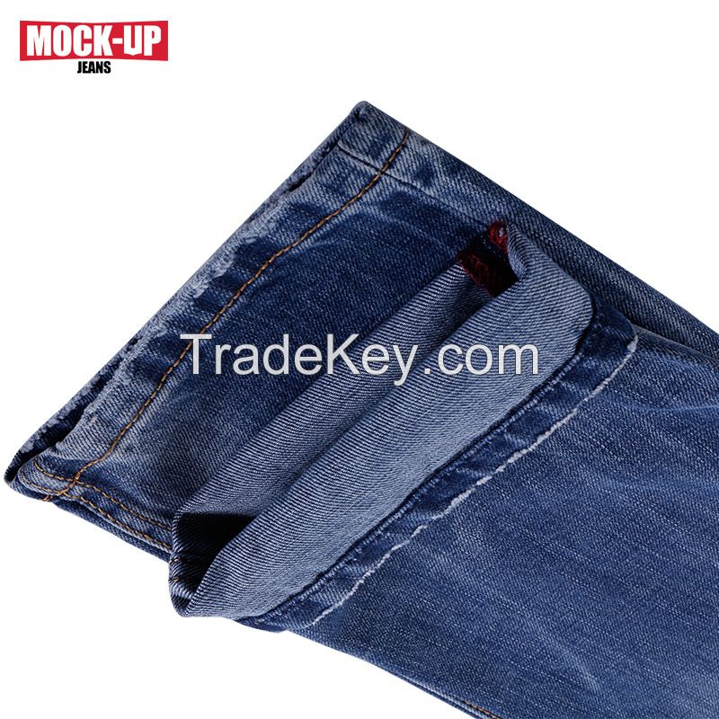 new style washing with whisker   men's jeans straight leg casual loose