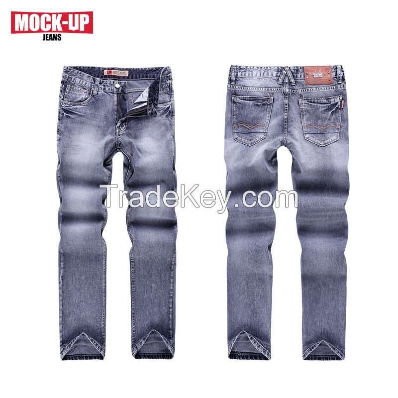 new style washing with whisker   men's jeans straight leg casual loose