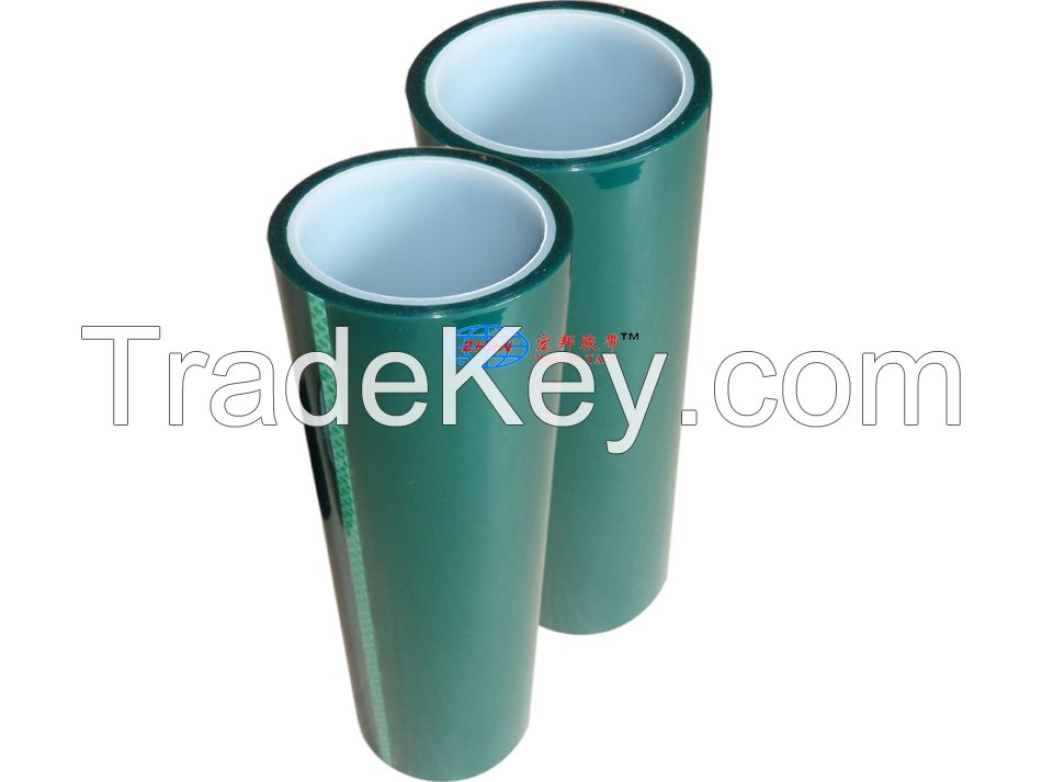 High temperature silicone adhesive green PET film polyester tape/Powder coating tape