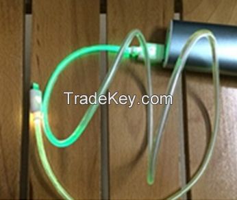 2015 NEW Light rainbow for iPhone 4S / iphone 5/ iphone 5s usb luminescence data line USB mobile phone charger with LED lamp