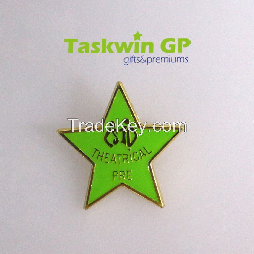 China zhongshan supplier custom metal pin badge, Custom 5 star metal pin