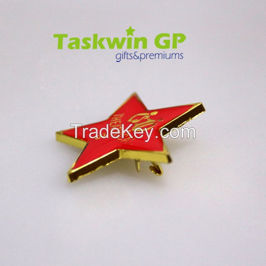 China zhongshan supplier custom metal pin badge, Custom 5 star metal pin