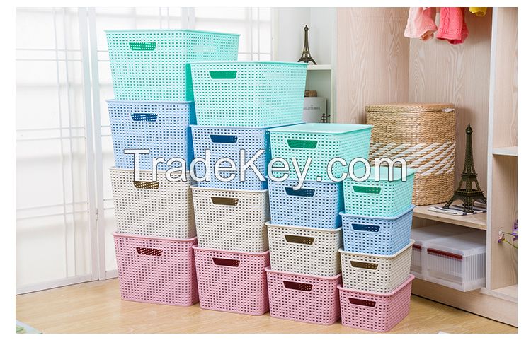 5 sizes Plastic Woven Pattern Storage Bin