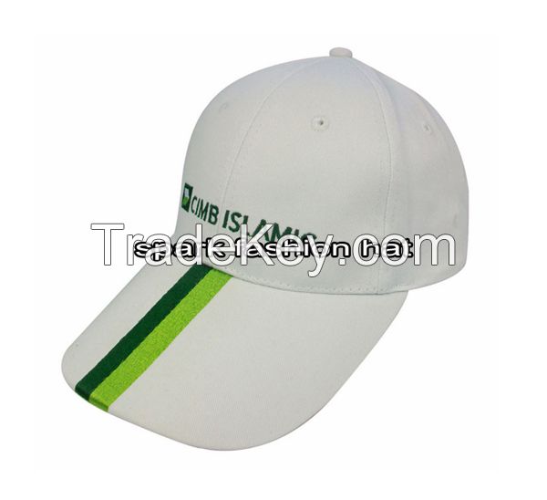 100% cotton 6 panel promotional baseball cap with emboidery logo