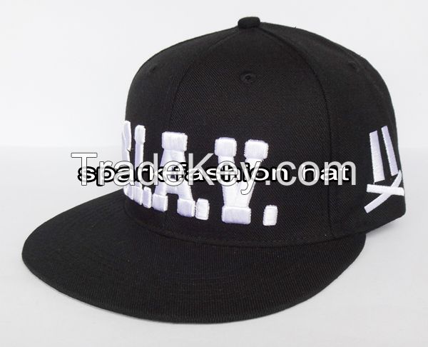 Custom high quality embroidered flat brim snapback hat