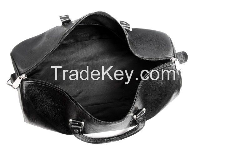 Black Leather Duffle Bag 