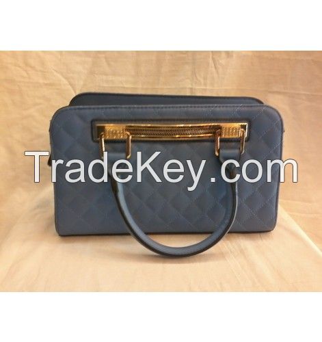 Blue Tote Bag Faux Leather/Double Handbag 