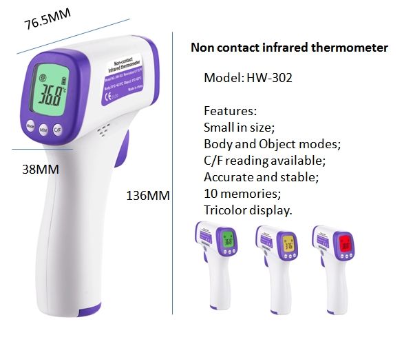 Mini size Non contact infrared thermometer(Tricolor backlight)