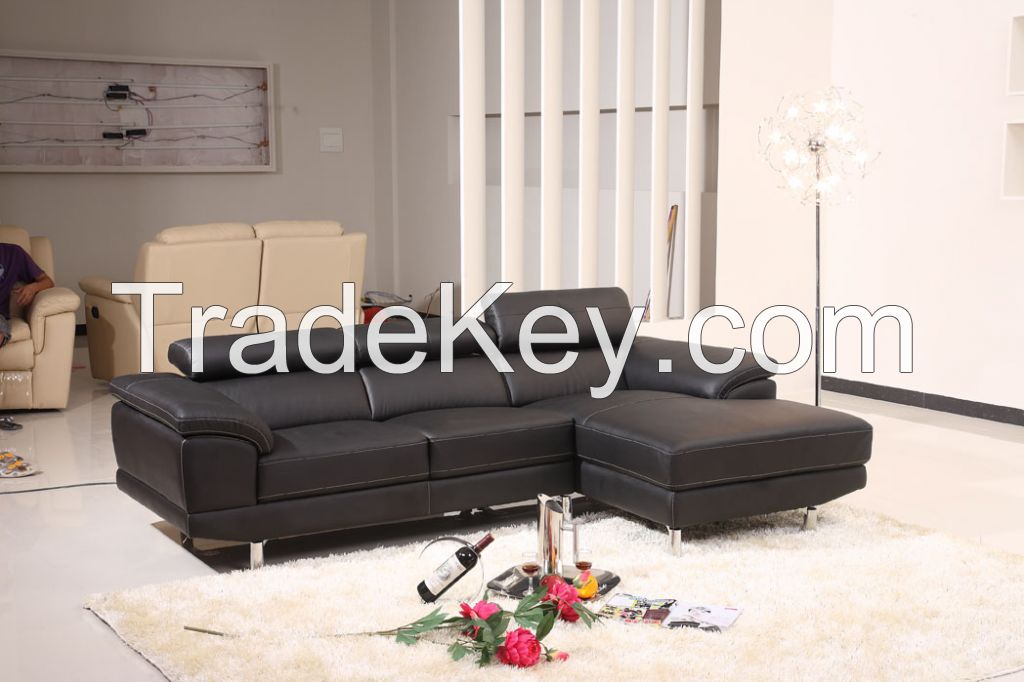 Elegant Living Room Red Corner Sofa Bed, Modern Leather Sofa