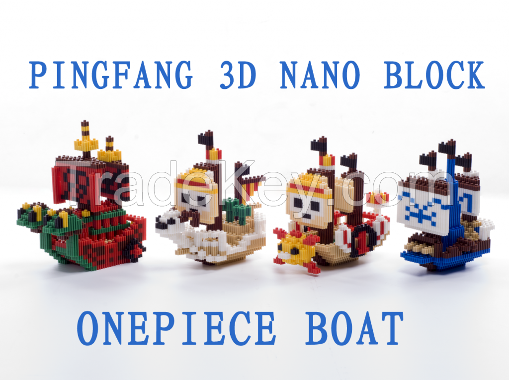 Promotional 3D nano block of onepiece pirate boat educational diy toy for kid's gift
