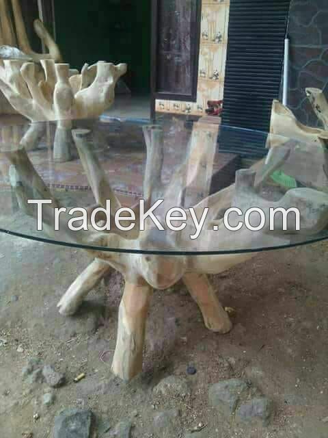 Reclaimed Teak Root Circular Coffe Table (80cm)