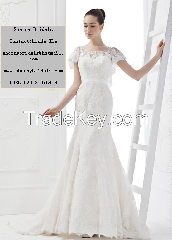High Quality Lace Sexy Mermaid Crystal And Pearl Beaded Wedding Dress