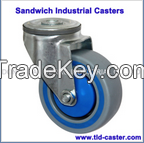Industrial sandwich casters for roller container