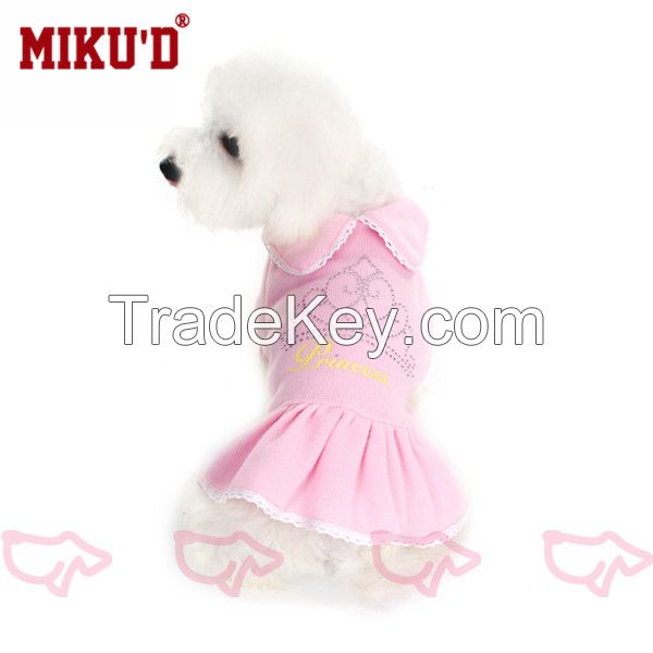 Hot sale cute pet dog cat pink flower dress apparel 