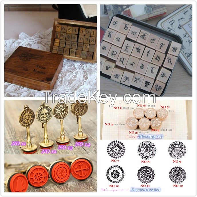 Featured diy decorative scrapbooking wood / metal + rubber stamp for diary decoration