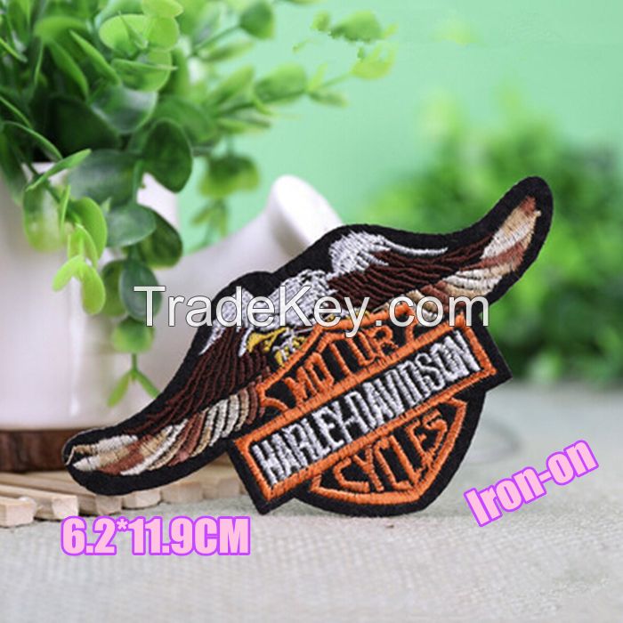 13 pcs lot cool fashion eagle embroidered iron clothes patch stickers for motorcycle biker