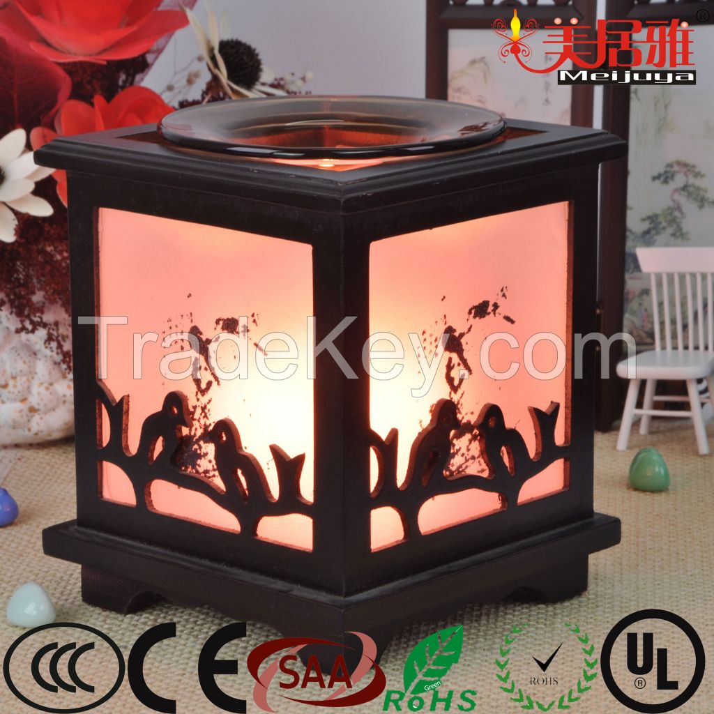 Wholesale electric wooden fragrance lamp oil burner aroma burner M0083
