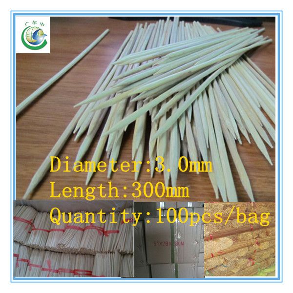 300x3.0mm best quality disposable round bamboo skewer,bamboo stick