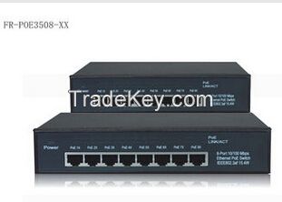 8 Port Power Over Ethernet 10 / 100 / 1000M with IEEE 802.3af