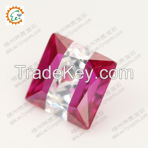 Multcolor Cubic zirconia Princess AAA Cut_ruby +white