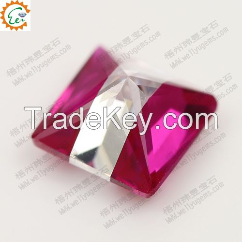 Multcolor Cubic zirconia Princess AAA Cut_ruby +white