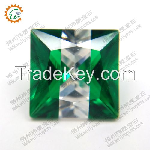 Multcolor Cubic zirconia Princess AAA Cut_Emerald+white