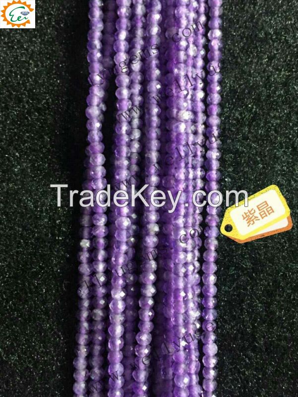 Amethyst bead-Natural stone  facet cut beads