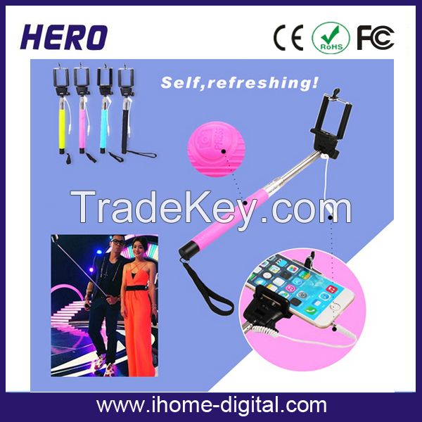 High quality wired monopod selfie stick with low price