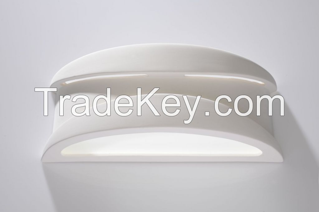 LYRA modern curved UP&DOWN indoor light wall lamp cermamic WHITE paintable