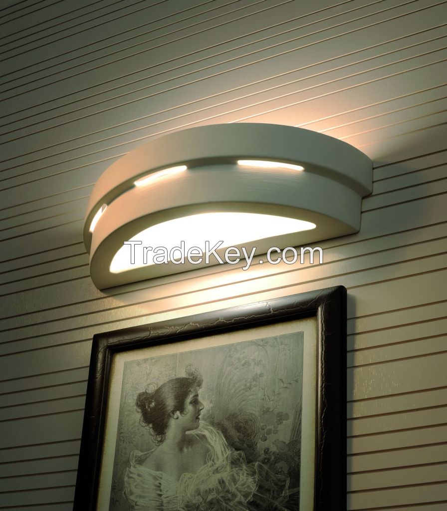 SIRIUS modern curved UP&DOWN indoor light wall lamp cermamic WHITE paintable
