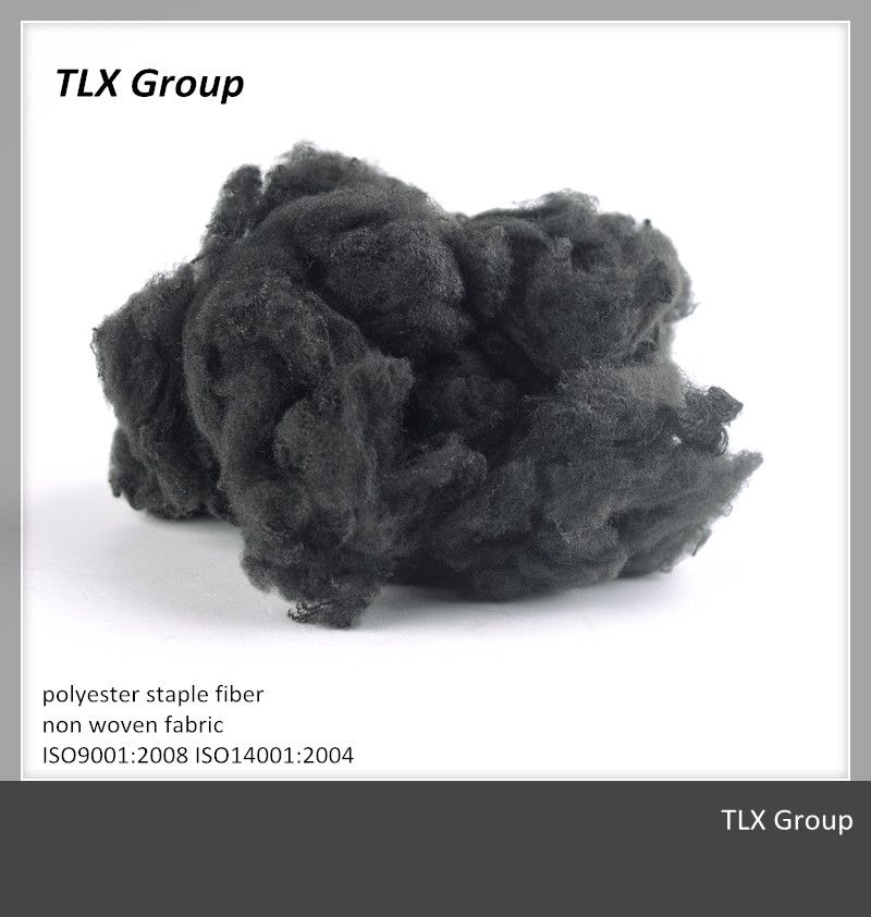 black  2.5D * 38 / 51mm Recycled Polyester Staple Fiber ISO 9000 certification