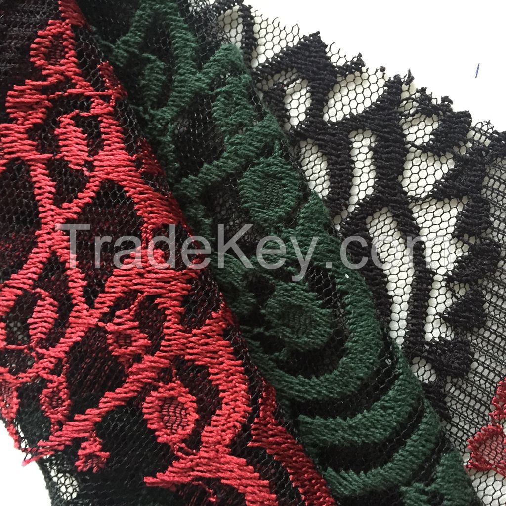 nylon/cotton/polyester lace fabric with flower design