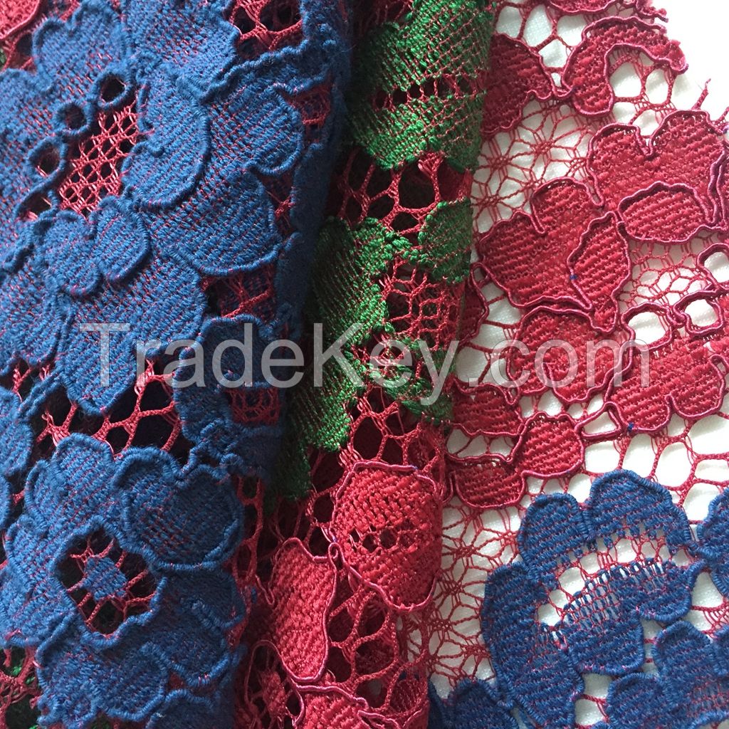 nylon/cotton/polyester lace fabric with flower design